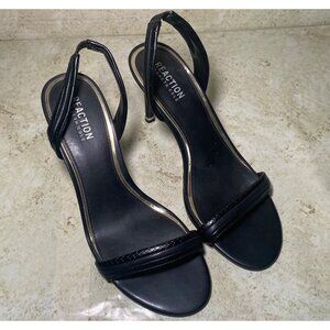 Kenneth Cole Reaction Black Bobbi Multi Slingback Heels Braided Strap Glam Party